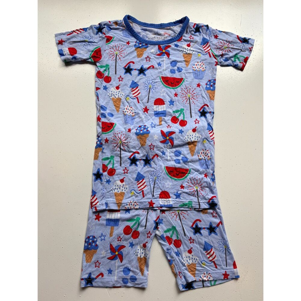 Little Sleepies Bamboo Patriotic Fireworks Ice Cream Pajama Set Size 7/8